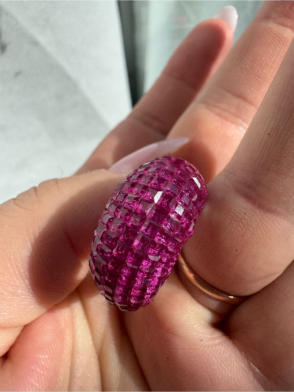 Stunning lab created domed ruby ring set in Sterling silver - Picture 9 of 15